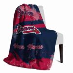 custom atlanta braves grunge streaks navy blanket top rated