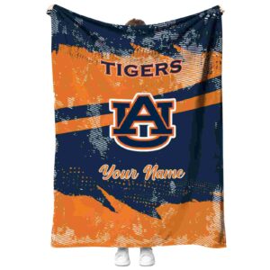 custom auburn tigers grunge streaks navy blue blanket best selling