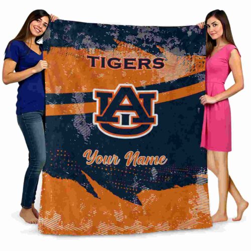 custom auburn tigers grunge streaks navy blue blanket fashion forward