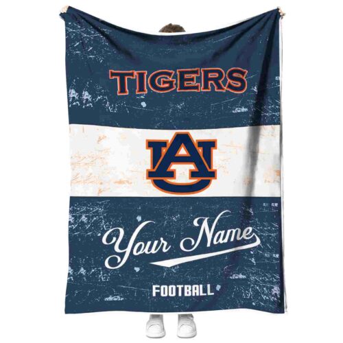 custom auburn tigers grunge texture navy blue white blanket best selling