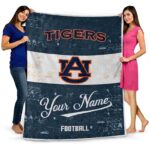 custom auburn tigers grunge texture navy blue white blanket best selling