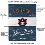 custom auburn tigers grunge texture navy blue white blanket best selling