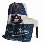 custom auburn tigers grunge texture navy blue white blanket best selling