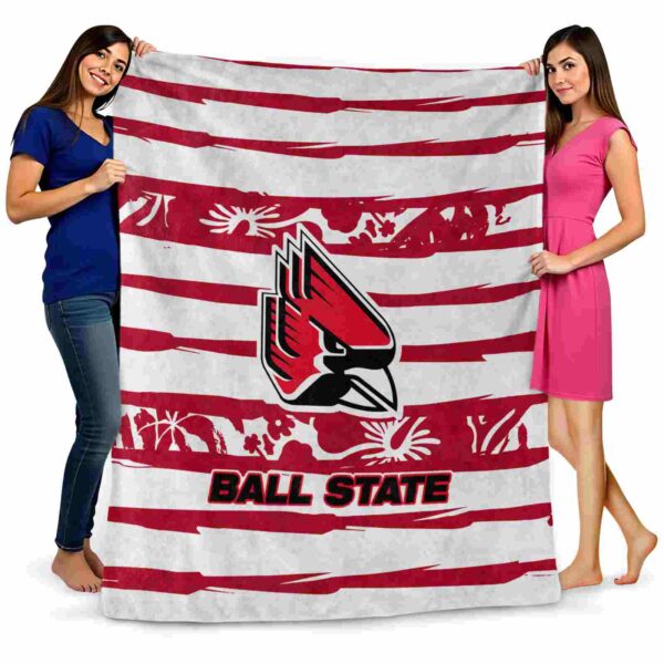 custom ball state cardinals floral stripes red white blanket fashion forward