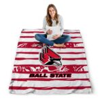 custom ball state cardinals floral stripes red white blanket high quality