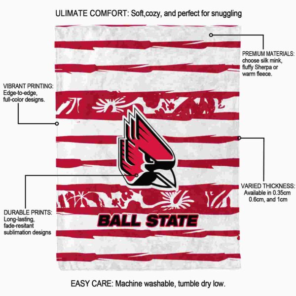 custom ball state cardinals floral stripes red white blanket new arrival