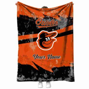 custom baltimore orioles grunge streaks orange blanket best selling