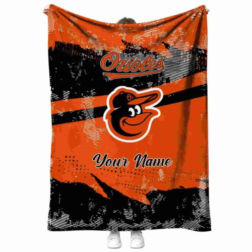 custom baltimore orioles grunge streaks orange blanket best selling