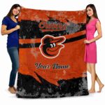 custom baltimore orioles grunge streaks orange blanket best selling