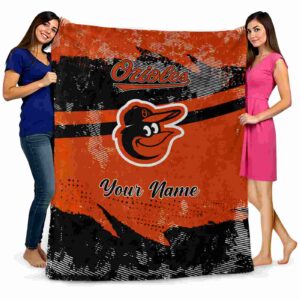 custom baltimore orioles grunge streaks orange blanket fashion forward