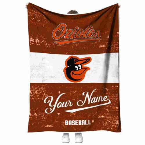 custom baltimore orioles grunge texture orange white blanket best selling