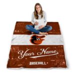 custom baltimore orioles grunge texture orange white blanket high quality
