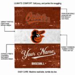 custom baltimore orioles grunge texture orange white blanket new arrival