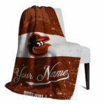 custom baltimore orioles grunge texture orange white blanket top rated