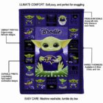 custom baltimore ravens baby yoda purple blanket best selling