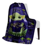 custom baltimore ravens baby yoda purple blanket best selling