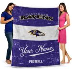 custom baltimore ravens grunge texture purple white blanket best selling