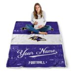 custom baltimore ravens grunge texture purple white blanket best selling