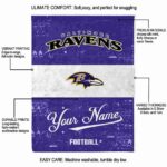 custom baltimore ravens grunge texture purple white blanket best selling