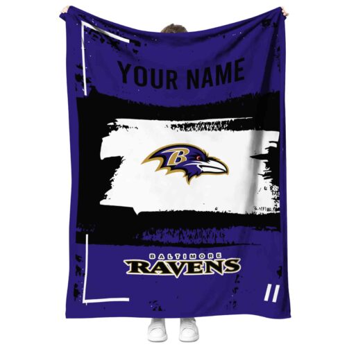custom baltimore ravens paint strokes purple white blanket best selling