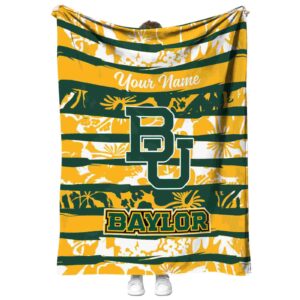 custom baylor bears floral stripes green white blanket best selling