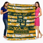 custom baylor bears floral stripes green white blanket best selling