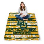 custom baylor bears floral stripes green white blanket best selling