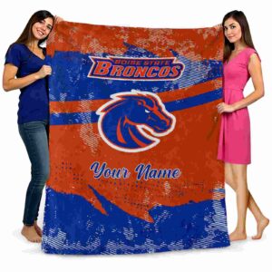 custom boise state broncos grunge streaks orange blanket fashion forward