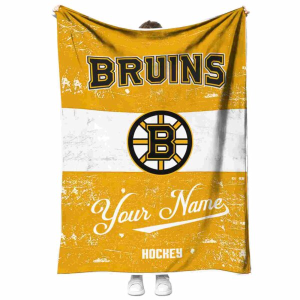 custom boston bruins grunge texture gold white blanket best selling