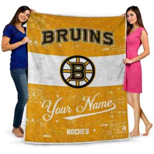 custom boston bruins grunge texture gold white blanket fashion forward