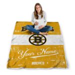 custom boston bruins grunge texture gold white blanket high quality