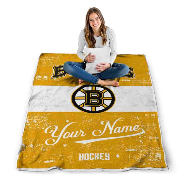 custom boston bruins grunge texture gold white blanket high quality