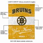 custom boston bruins grunge texture gold white blanket new arrival