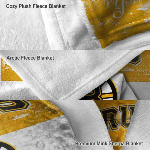 custom boston bruins grunge texture gold white blanket premium grade