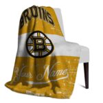 custom boston bruins grunge texture gold white blanket top rated