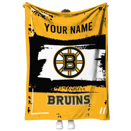 custom boston bruins paint strokes gold white blanket best selling