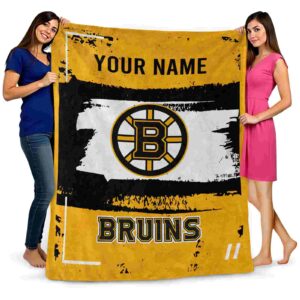 custom boston bruins paint strokes gold white blanket fashion forward