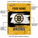 custom boston bruins paint strokes gold white blanket new arrival