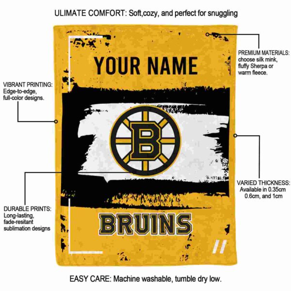 custom boston bruins paint strokes gold white blanket new arrival