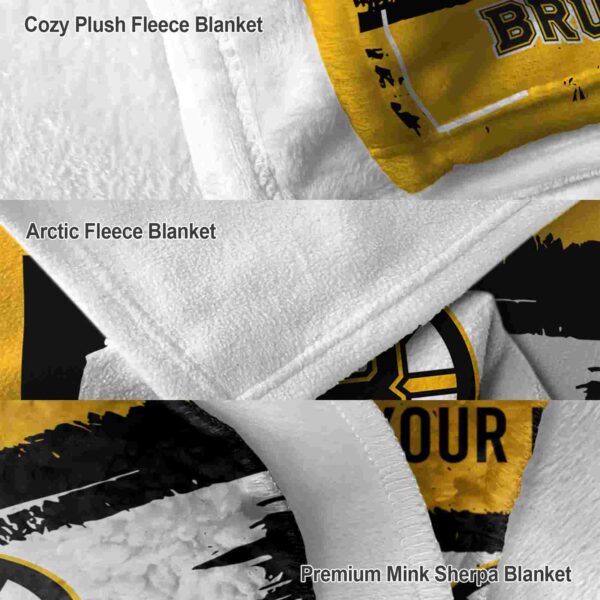 custom boston bruins paint strokes gold white blanket premium grade