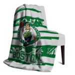custom boston celtics floral stripes green white blanket best selling