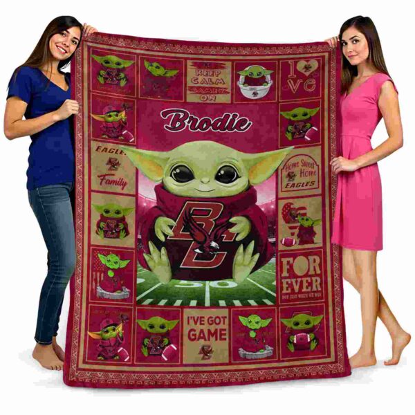 custom boston college eagles baby yoda maroon blanket fashion forward