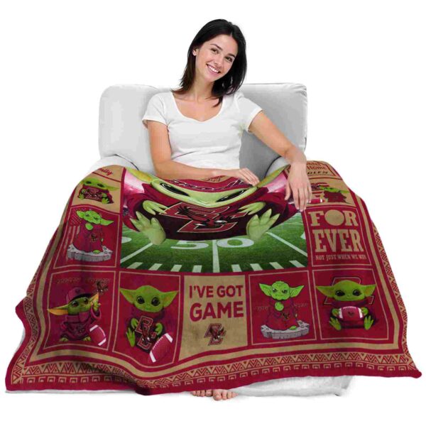 custom boston college eagles baby yoda maroon blanket latest model