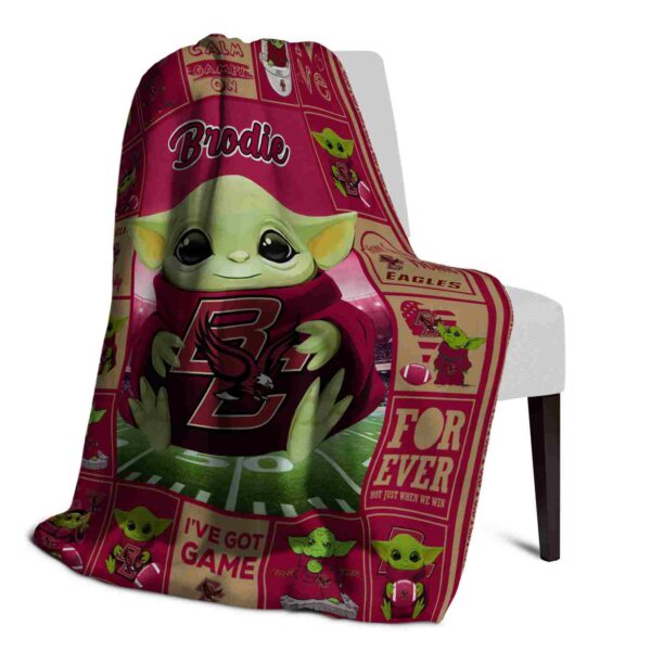 custom boston college eagles baby yoda maroon blanket top rated