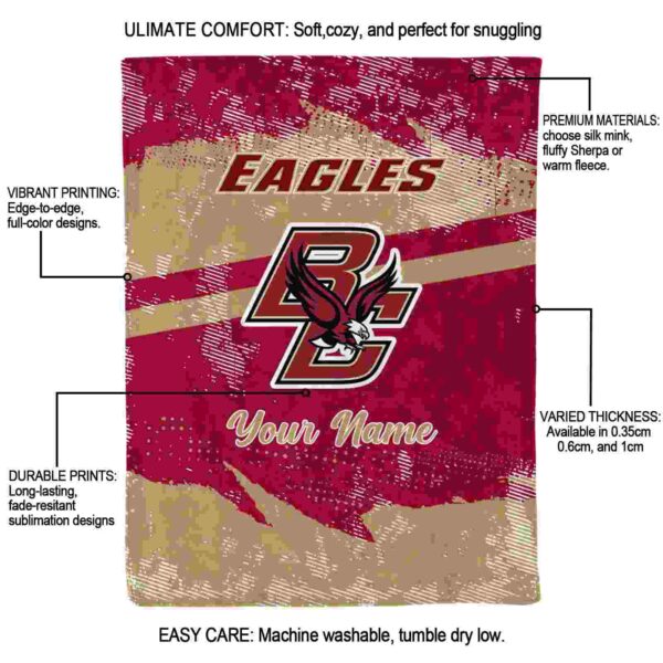 custom boston college eagles grunge streaks maroon blanket new arrival