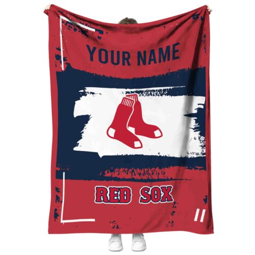 custom boston red sox paint strokes red white blanket best selling