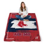 custom boston red sox paint strokes red white blanket high quality