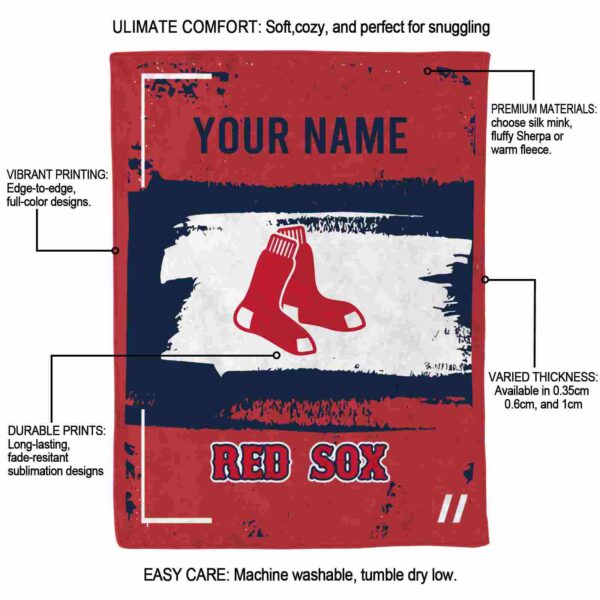 custom boston red sox paint strokes red white blanket new arrival