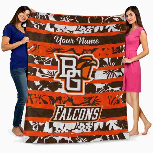 custom bowling green falcons floral stripes orange white blanket fashion forward