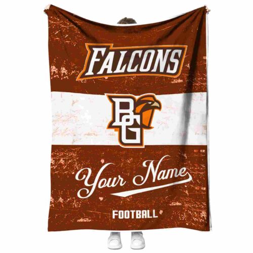 custom bowling green falcons grunge texture orange white blanket best selling